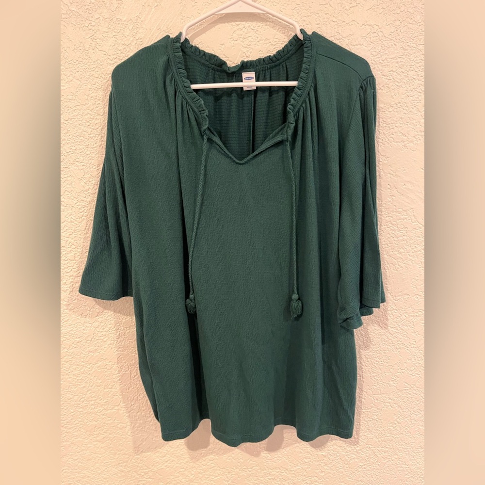 Old Navy Deep Green Textured Blouse